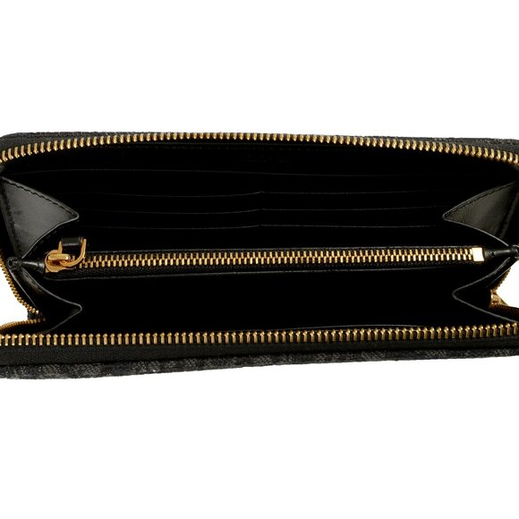 Versace Women's Black Logo Embroidery Jacquard Zip Around Wallet - Picture 3 of 5